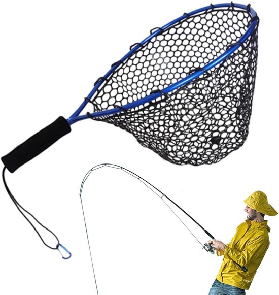 Schepnet - Visnet Garnalennet - Vissen Garnalen Vangen - Lichtgewicht Draagbaar - 58 x 35 cm - Blauw