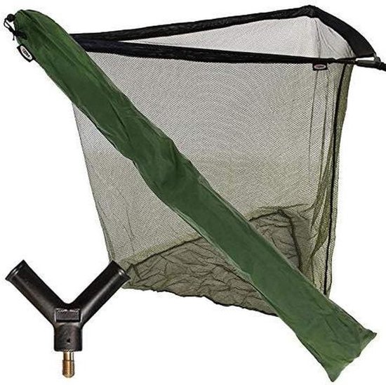 Schepnet - Visnet - Karper vissen - Metalen spreader blok - 107 cm - Groen grijs van Merkloos