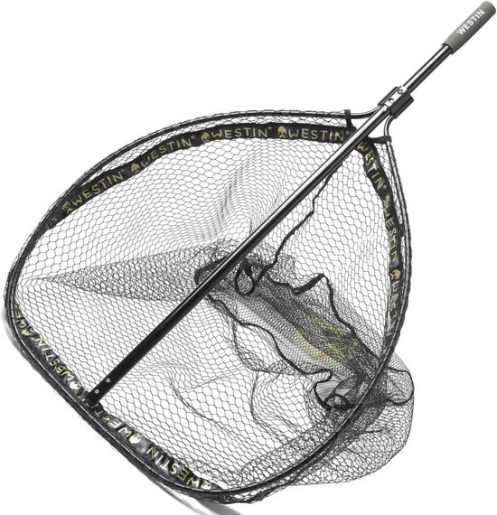 Schepnet - Visnet landingsnet - Vissen vangen - Net met rubber coating - 62 cm breed - Zwart