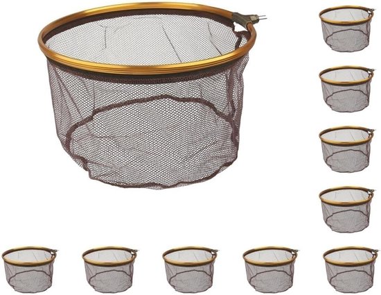 Schepnet Visnet - Vangnet Opvouwbaar - Hengelsport Accessoire - Duurzaam Roestvrij Staal - 35 cm Diameter - Koffie