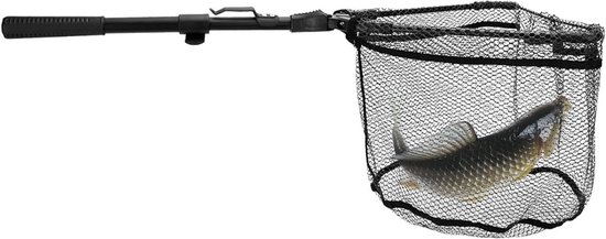 Schepnet Visnet - Vangnet Telescoop - Vissen Krabben Vangen - Opvouwbaar Aluminium - 90 cm Lengte - Zwart