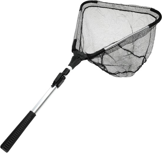 Schepnet Visnet - Vangnet Vissen - Vissen Vangen - Opvouwbaar Aluminium Frame - 76-100 cm - Zwart van Merkloos
