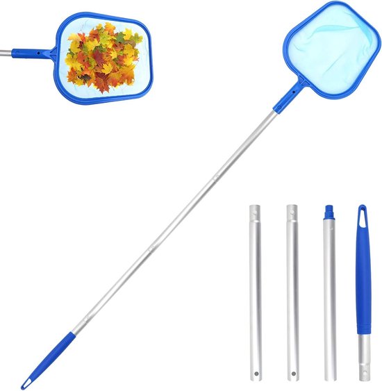 Schepnet - Visnet Zwembad - Water Reinigen - Uitschuifbare Steel - 161 cm - Blauw