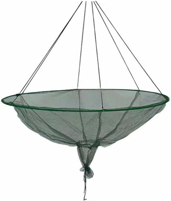 Schepnet Vissen - Brugschepnet Opvouwbaar - Vangst Zeker Stellen - Zachte Stalen Banden - 80 cm Diameter - Zwart