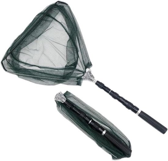 Schepnet Vissen - Hengelnet Opvouwbaar - Vis Vangen - Telescopische Steel - 126 cm - Zwart