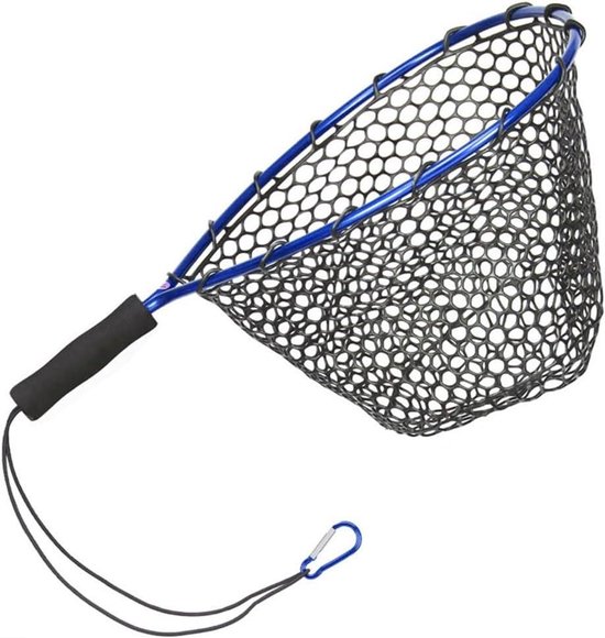 Schepnet Vissen - Inklapbaar Net - Vis Vangen - Sneldrogend Siliconen Gaas - 30cm Breed - Blauw