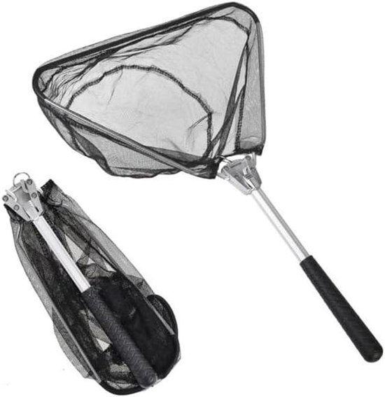Schepnet Vissen - Telescopisch Net - Vangst Verzamelen - Intrekbare Steel - 80 cm - Zwart Rood