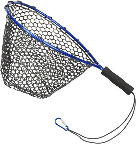 Schepnet Vissen - Visnet Inklapbaar - Vangst Meenemen - Sneldrogend Siliconennet - 30cm Breed 30cm Diep - Blauw