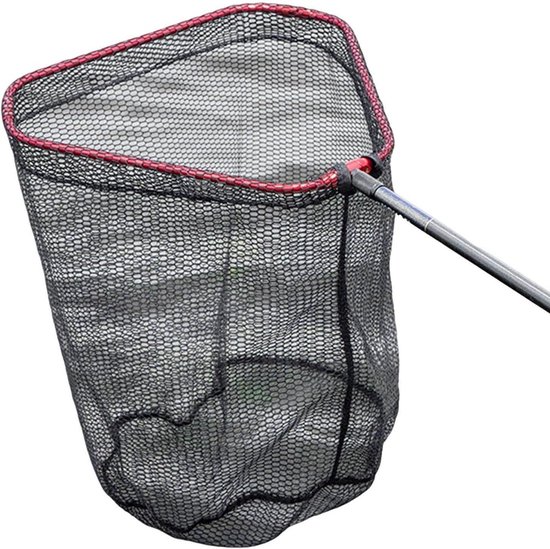 Schepnet Vissen - Visnet Landingsnet - Vis Vangen - Versterkt Gaas - 45cm Diameter - Zwart