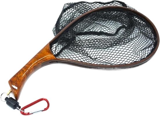 Schepnet Vissen - Visnet Rubber Mesh - Vissen Vangen - Zacht Rubber Mesh - 37 cm - Houtkleur van Merkloos