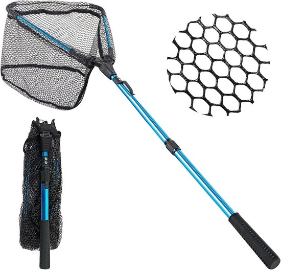 Schepnet Vissen - Visnet Telescopisch - Veilig Vangen - Haakvrij Rubber - 90 cm - Zwart van Merkloos