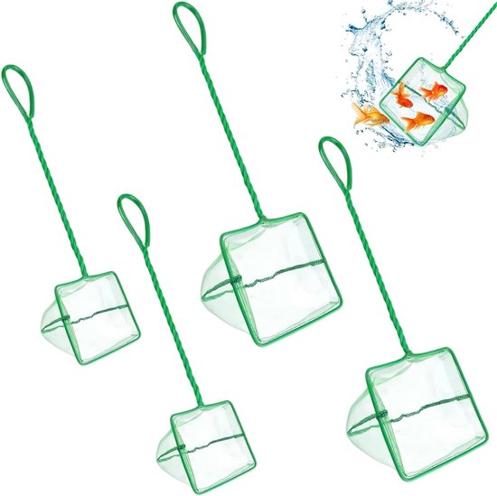 Schepnet voor Aquarium - Klein - 10 x 8 cm - Nylon met Roestvrijstalen Handgreep - Voor Kinderen en Kleine Vissen