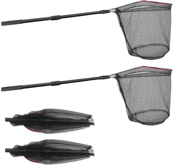 Schepnet voor vissen, 2 stuks schepnet, opvouwbaar visnet, 3 secties, telescopisch schepnet voor vissen, 130 cm visschepnet, visnet voor catfish bas van Merkloos