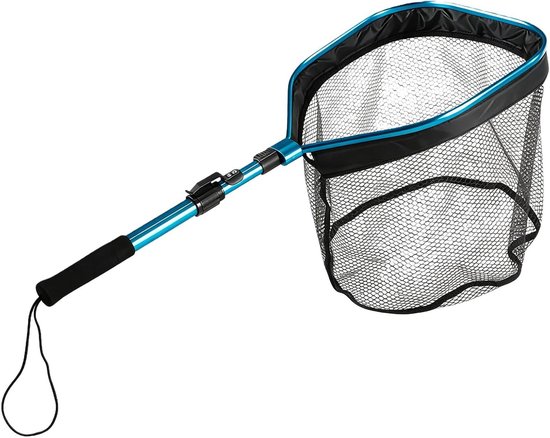 Schepnet voor vissen - Drijvend net - Vangsten landen - Opvouwbaar en draagbaar - 84-105 cm - Blauw