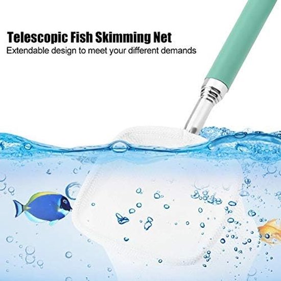 Schepnet voor vissen, uitschuifbare telescopische vissen, garnalen, skimmnet, roestvrijstalen handvat, visnet voor aquarium, aquarium, vijver, kreek