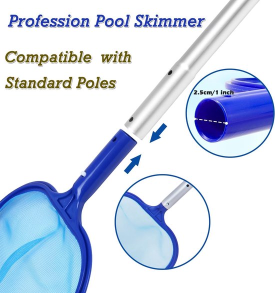 Schepnet Zwembad - Poolzeef Vijver - Water Reinigen - Fijnmazig Nylon - 40 x 28 cm - Blauw