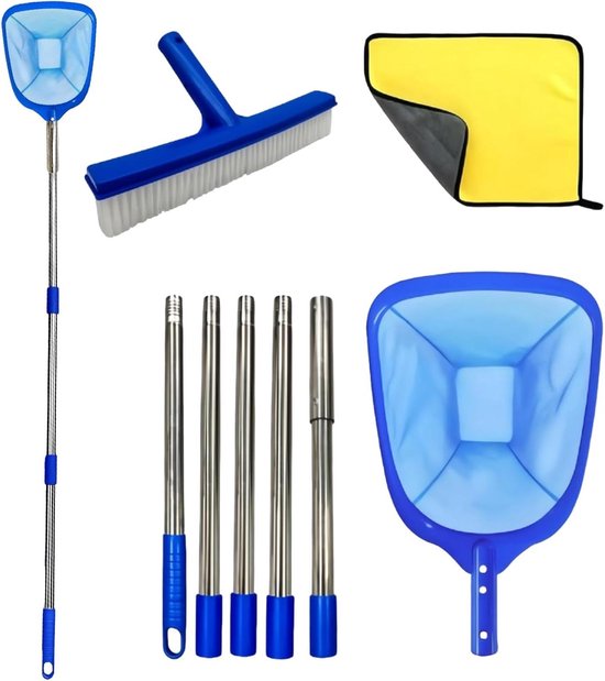 Schepnet Zwembad - Reinigingsset Water - Vuil Verwijderen - Fijnmazig Net - 215 cm Lengte - Blauw