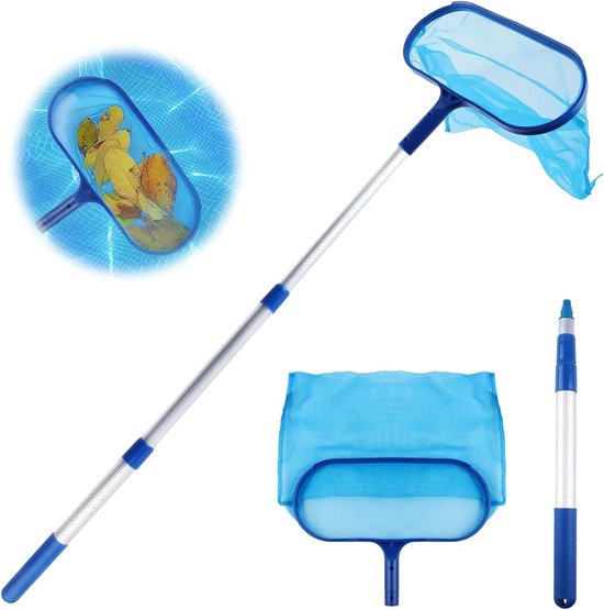 Schepnet Zwembad - Vijvernet Harken - Zwembad Reinigen - Fijnmazig Net - 126 cm Lengte - Blauw
