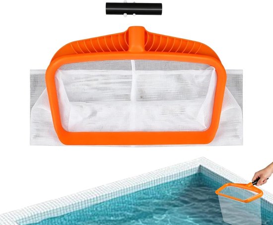Schepnet Zwembad - Water Net - Water Oppervlak Reinigen - Versterkt Frame - 43 x 29 cm - Oranje