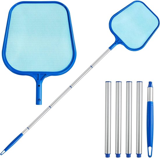 Schepnet Zwembad - Waterstofzuiger - Water Reinigen - Uitschuifbare Steel - 66-163 cm - Zilver