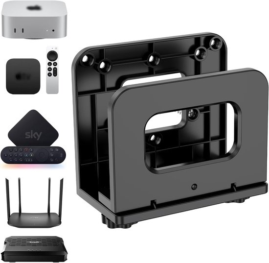 sciuU Universele verstelbare wandhouder voor wifi-router, tv-box en mini-pc, VESA-houder voor mediaspeler, modem, Mac Mini, ruimtebesparende opbergruimte voor apparaten tot 6,5 cm dik