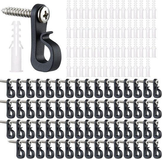 Screw Hooks 60pcs - Mini Fairy Light Haakjes - Inclusief Veiligheidsbuckle - Ideaal voor Buitenverlichting - ShopVlot