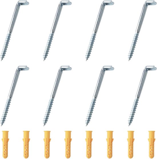Screw Hooks, L Shaped Wall Hooks for Screwing Wall Hooks Carbon Steel Hook Screws Rectangular Screw Hooks with Plugs - ShopVlot