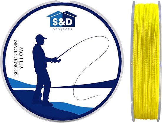 S&D | Gevlochten Vislijn 300m – 0.20mm – 9kg – Geel – 4-Strengs PE – Sterk, Dun en Slijtvast – Zoet- & Zoutwater Vissen