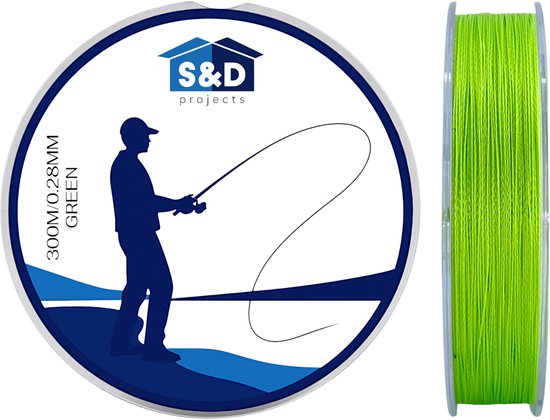 S&D - Gevlochten Vislijn 300m - 0.28mm - 13.6kg - Groen - 4-Strengs PE - Sterk, Dun en Slijtvast - Zoet- & Zoutwater Vissen van S&D