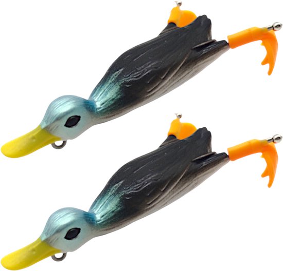 S&D - Grote Kunstaas Eend - 2 stuks - 22.5g / 12cm - Realistisch Eendje met Propeller Pootjes - Softbait Topwater Lures - Snoek en Roofvis Aas van S&D