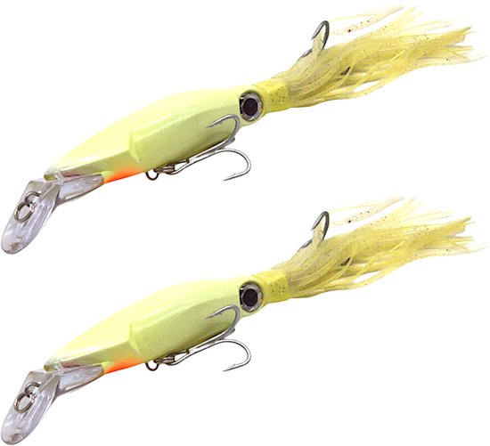 S&D - Kunstaas inktvis - 22cm 40g - Roofvissen - Glow in the dark - Dubbele dreg van S&D