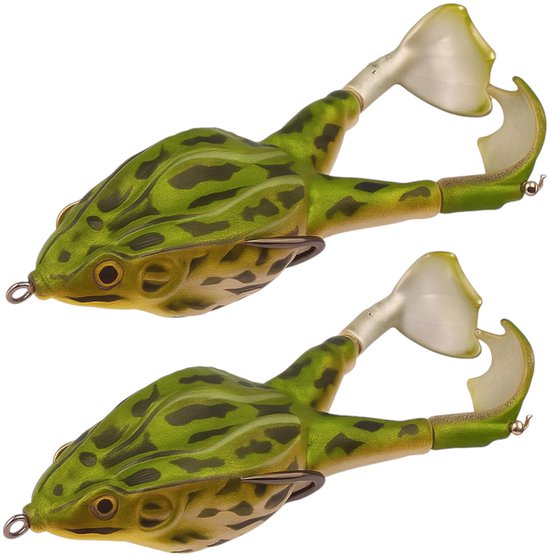 S&D | Kunstaas Kikker met propeller pootjes - 2 stuks - 14g 9cm - Roofvissen - Topwater Floater - Softbait van Merkloos