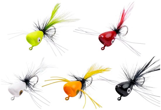 S&D | Kunstaas Vliegen Set 5 Stuks – Drijvende Kunstvliegen 4cm 1,5g – Voor Roofvis, Snoek & Forel van S&D