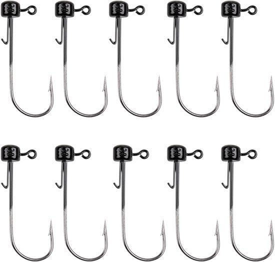 S&D - Loodvrije Jigheads / Shadheads Set 10 Stuks - 2.8 g - Carbonstaal Haken - Voor Snoek & Baars van S&D