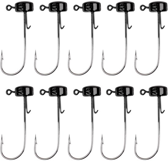 S&D | Loodvrije Jigheads / Shadheads Set 10 Stuks – 4.6 g – Carbonstaal Haken – Voor Snoek & Baars van Merkloos
