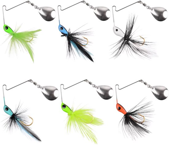 S&D | Mini Spinnerbait Set 6 Stuks – 1.75g 4cm – Ultralicht Roofvis Kunstaas – Baars & Forel van Merkloos