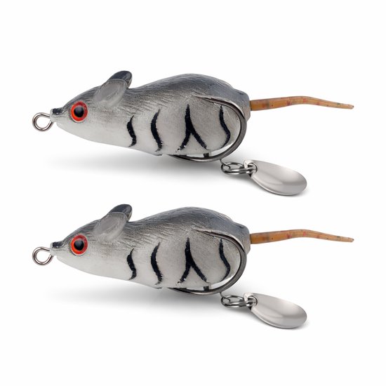 S&D | Muis Kunstaas Set – 2 Stuks | 8g & 8cm | Topwater Softbait met Lepel – Snoek van S&D