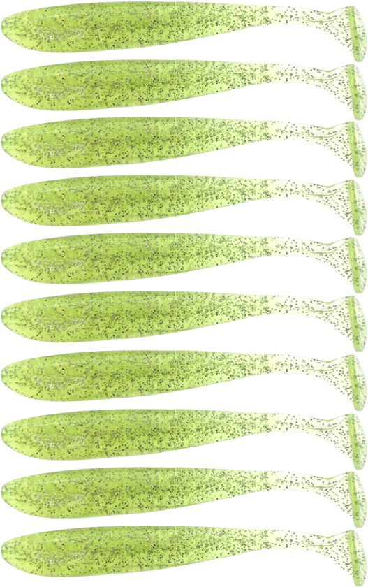 S&D | Shad Set 10 Stuks – 9cm 3.5g – Geel / Zilver – Zachte Shads met T-Staart – Kunstaas voor Roofvis van Merkloos