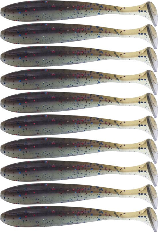 S&D | Shad Set 10 Stuks – 9cm 3.5g – Paars / Blauw – Zachte Shads met T-Staart – Kunstaas voor Roofvis van Merkloos