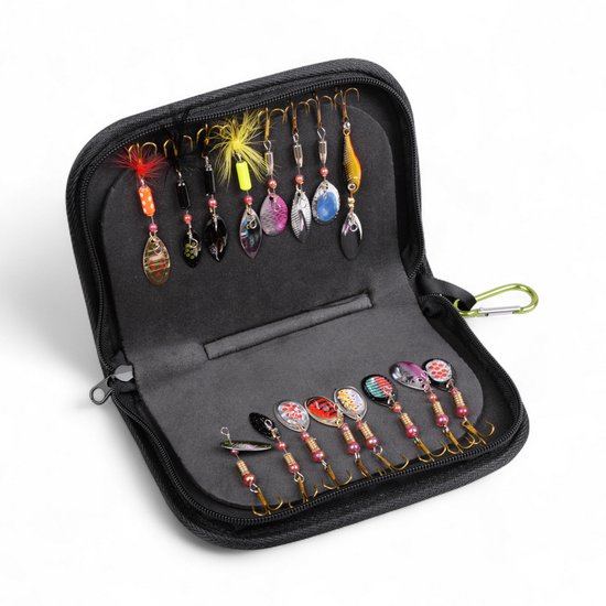 S&D | Spinner Set 16 Stuks – Luxe Etui Kunstaas Spinners – Voor Snoek, Baars, Forel & Roofvis van Merkloos