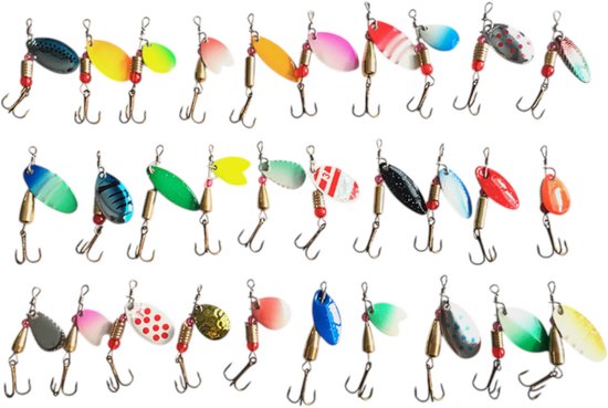 S&D - Spinner Set 30 Stuks - Blinkertjes Vissen - 3g per Spinner - 5-6cm - Kunstaas voor Roofvis, Forel, Baars en Snoek van Merkloos