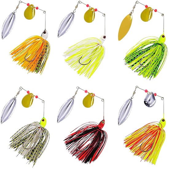 S&D | Spinnerbait Set 6 Stuks – 21g 10cm – Jig Buzzbait Spinners Voor Snoek, Baars & Roofvis van S&D