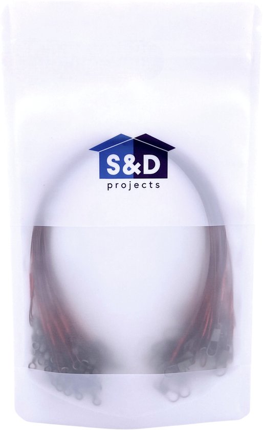 S&D - Stalen onderlijn vissen - 50 stuks - Rood - 14kg 25cm - Hengelsport - Voor roofvissen met kunstaas van S&D