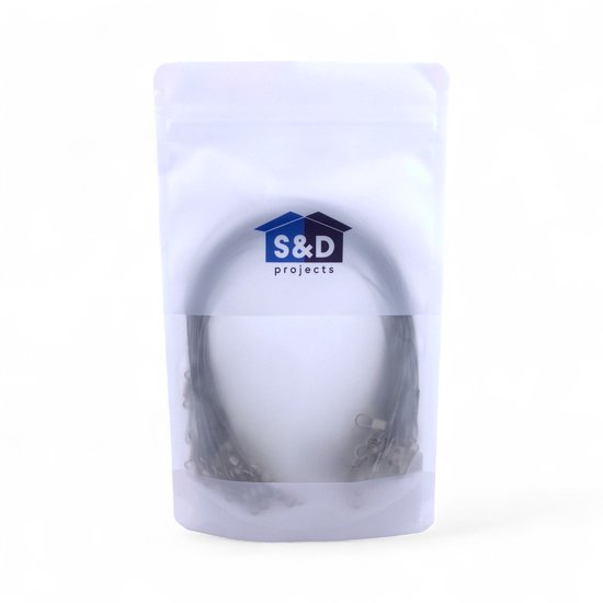 S&D - Stalen onderlijn vissen - 50 stuks - Zilver - 14kg 25cm - Hengelsport - Voor roofvissen met kunstaas van S&D