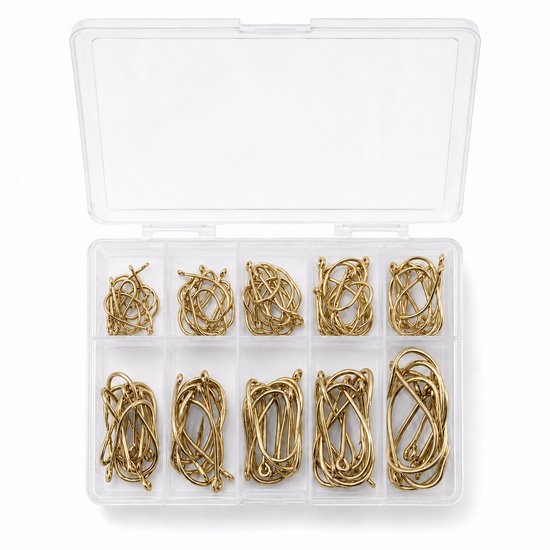 S&D | Vishakenset - 100 stuks - Haakmaat 3 t/m 12 - Goud