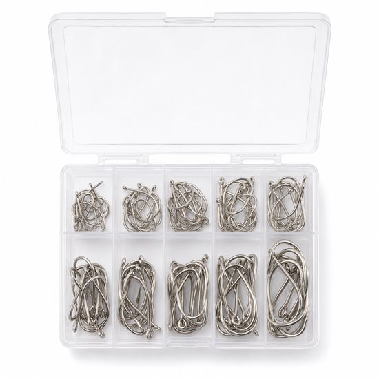 S&D | Vishakenset - 100 stuks - Haakmaat 3 t/m 12 - Zilver