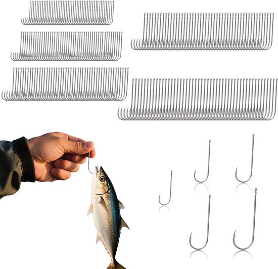 Sea Fishing Hooks - VLYX 250 Pack Aberdeen Barb Hooks, Long Handle, Wide Mouth - ShopVlot