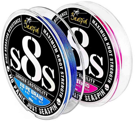 Seaspin S8s X8 Gevlochten Vislijn 150 M Blauw,Roze 0.130 mm