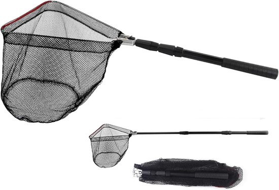 Seb3 - Fishing Landing Net - Vouwnet - 130 cm - Zwart - Verstelbare Hengel - Ideaal voor visliefhebbers - Robuuste constructie
