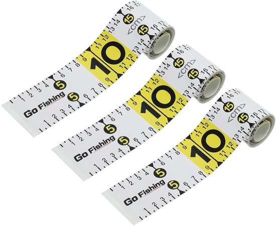 Self Adhesive Fishing Ruler - Pack of 3 - 130 cm - Waterproof Stickers voor Fishing Boat - Kayak - Werkbank - Wit van Lalizas